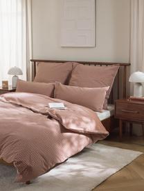 Seersucker-Bettdeckenbezug Davey mit Karo-Muster, Webart: Seersucker Fadendichte 16, Terrakotta, Weiß, B 200 x L 200 cm