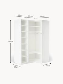 Modulaire hoekkast Leon, 165 cm breed, diverse varianten, Frame: met melamine beklede spaa, Wit, Basic Interior, B 165 x H 200 cm, met hoekmodule