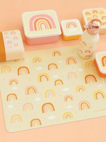 Kinder-Tischset Rainbows, Kautschuk, BPA- und Phtalatfrei, Lebensmittelecht, LFGB geprüft, Hellgelb, Rosa- und Orangetöne, B 43 x L 34 cm