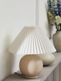 Lampa stołowa z ceramiki i plisowanym kloszem Vivid, Beżowy, Ø 36 x W 40 cm