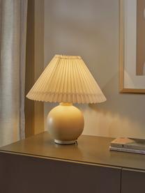 Keramik-Tischlampe Vivid mit Plissee-Schirm, Lampenschirm: 100% Baumwolle, Lampenfuß: Keramik, Beige, Ø 36 x H 40 cm