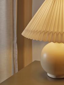 Keramik-Tischlampe Vivid mit Plissee-Schirm, Lampenschirm: 100% Baumwolle, Beige, Ø 36 x H 40 cm