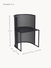 Tuin armstoel Bauhaus, Gepoedercoat staal, Zwart, B 51 x D 53 cm