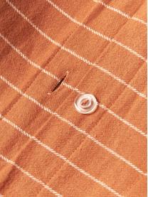 Geruite flanellen omkeerbare kussensloop Noelle van katoen, Weeftechniek: flanel, Oranje, wit, B 60 x L 70 cm