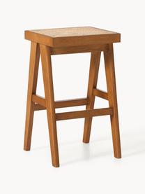 Tabouret de bar en cannage Sissi, Chêne foncé, cannage beige clair, larg. 46 x haut. 75 cm