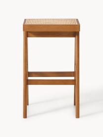 Tabouret de bar en cannage Sissi, Chêne foncé, cannage beige clair, larg. 46 x haut. 75 cm