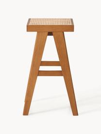 Tabouret de bar en cannage Sissi, Chêne foncé, cannage beige clair, larg. 46 x haut. 75 cm