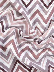 Baumwollsatin-Kissenbezüge Maui mit Zickzack-Muster, 2 Stück, Webart: Satin Fadendichte 200 TC,, Weiß, Mauve, 40 x 80 cm