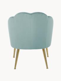 Fluwelen cocktailfauteuil Helle, Bekleding: fluweel (polyester) Met 3, Poten: gepoedercoat metaal, Fluweel turquoise groen, B 65 x D 65 cm