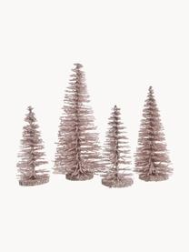 Sapins de Noël décoratifs Minitree, 4 élém., Plastique, Vieux rose, doré, Lot de différentes tailles