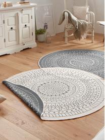 Tapis réversible intérieur-extérieur rond, imprimé, gris/crème Porto, Gris, blanc crème, Ø 140 cm (taille M)