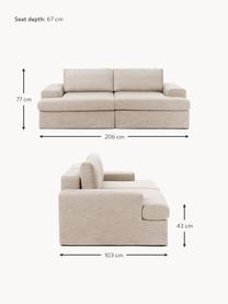 Modulares Sofa Russell (3-Sitzer) mit abnehmbaren Bezügen, Bezug: 100% Baumwolle Der strapa, Gestell: Massives Kiefernholz, Spe, Webstoff Beige, B 206 x T 103 cm