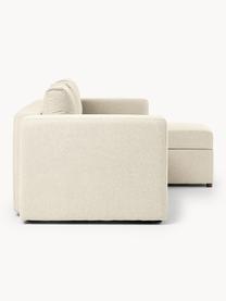 Schlafsofa Noah (3-Sitzer) mit Stauraum, Bezug: Polyester Der strapazierf, Gestell: Massives Buchennholz, FSC, Webstoff Hellbeige, B 269 x T 160 cm, Eckteil links