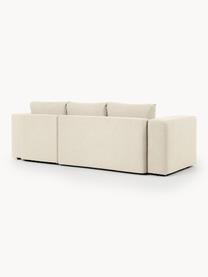 Schlafsofa Noah (3-Sitzer) mit Stauraum, Bezug: Polyester Der strapazierf, Gestell: Massives Buchennholz, FSC, Füße: Kunststoff, Webstoff Hellbeige, B 269 x T 160 cm, Eckteil links