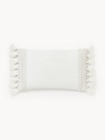 Funda de cojín de algodón con borlas Adrian, Off White, An 30 x L 50 cm