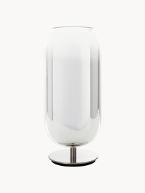 Mundgeblasene Tischlampe Gople, verschiedene Grössen, Lampenschirm: Glas, mundgeblasen, Silberfarben, Ø 21 x H 49 cm