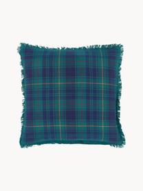 Housse de coussin 45x45 carreaux Stirling, 100 % coton, Tons bleus, larg. 45 x long. 45 cm