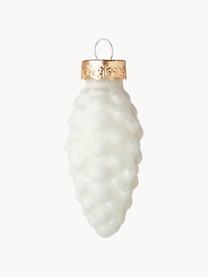 Addobbi per albero Cone 12 pz, Vetro opaco, Crema, bianco, Alt. 6 cm