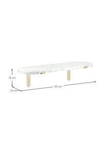 Marmeren wandplank Porter, Plank: marmer, Witte marmer, goudkleurig, B 60 cm x H 16 cm