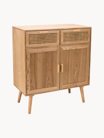 Houten ladekast Romeo met Weens gevlecht, Frame: MDF, essenhoutfineer, Lichtbruin, B 75 cm x H 86 cm