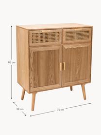 Cómoda de madera Romeo, Estructura: tablero de fibras de dens, Fresno, An 75 x Al 86 cm