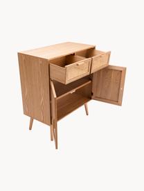 Houten ladekast Romeo met Weens gevlecht, Frame: MDF, essenhoutfineer, Lichtbruin, B 75 cm x H 86 cm