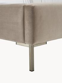 Cama tapizada en terciopelo Dusk, Tapizado: terciopelo de poliéster A, Estructura: madera de pino maciza con, Patas: metal con pintura en polv, Terciopelo gris pardo, An 180 x L 200 cm