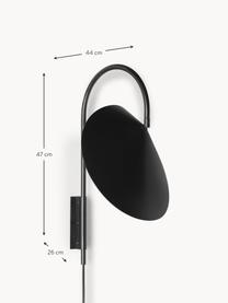 Grosse Wandleuchte Arum mit Stecker, verstellbar, Lampenschirm: Aluminium, pulverbeschich, Gestell: Eisen, pulverbeschichtet, Schwarz, B 44 x H 47 cm