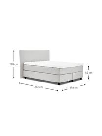 Letto boxspring premium in tessuto grigio chiaro Eliza, Materasso: nucleo a 5 zone di molle , Struttura: legno di pino massiccio, Piedini: legno di betulla massicci, Tessuto grigio chiaro, 140 x 200 cm, durezza 2