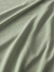 Housse de couette jacquard en coton et lin Amita, Vert sauge, larg. 200 x long. 200 cm