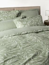 Baumwoll-Leinen-Bettdeckenbezug Amita mit Jacquard-Muster, Webart: Perkal Fadendichte 260 TC, Salbeigrün, B 200 x L 200 cm