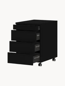 Schreibtisch Container Mastif mit Rollen, Griffe: Metall, beschichtet, Rollen: Kunststoff, Schwarz, B 42 x H 63 cm