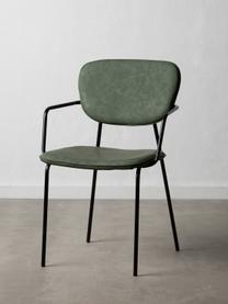 Čalouněná židle z imitace kůže Iskia, Zelená, černá