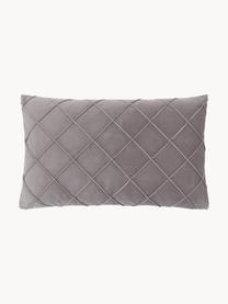 Housse de coussin velours gris clair texturé Luka, Velours (100 % polyester), Gris, larg. 30 x long. 50 cm