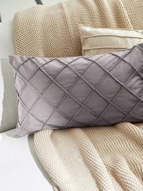 Housse de coussin velours gris clair texturé Luka, Velours (100 % polyester), Gris, larg. 30 x long. 50 cm