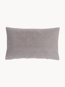 Housse de coussin velours gris clair texturé Luka, Velours (100 % polyester), Gris, larg. 30 x long. 50 cm