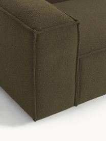 Canapé d'angle en tissu bouclé Lennon, Bouclé vert olive, larg. 327 x prof. 180 cm, méridienne à gauche