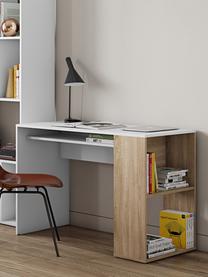 Bureau Yale met opbergruimte, Met melamine beklede spaanplaat, Wit, eikenhoutkleurig, B 114 x D 50 cm