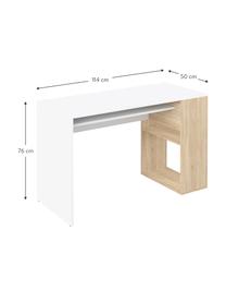 Bureau Yale met opbergruimte, Met melamine beklede spaanplaat, Wit, eikenhoutkleurig, B 114 x D 50 cm