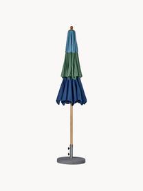 Parasol fait main avec poulie Classique, tailles variées, Tons bleus, vert foncé, bois clair, Ø 300 x 273 cm