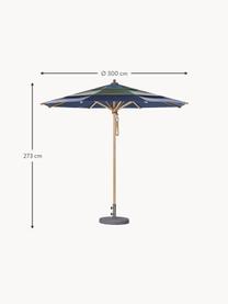 Handgemaakte parasol Klassieker met katrol, diverse maten, Blauwtinten, donkergroen, helder hout, Ø 300 x H 273 cm