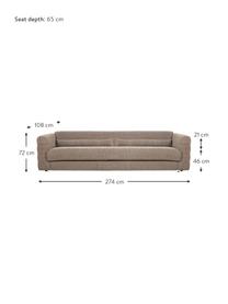 Sofa Club (3-Sitzer), Bezug: 60% Baumwolle, 40% Leinen, Füße: Metall, pulverbeschichtet, Webstoff Beige, B 274 x T 108 cm