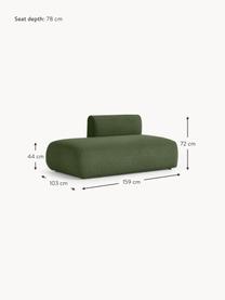 Chaise longue componibile in bouclé Sofia, Rivestimento: bouclé (100% poliestere) , Struttura: legno di abete rosso, tru, Piedini: plastica Questo prodotto , Bouclé verde scuro, Larg. 159 x Prof. 103 cm, schienale a sinistra