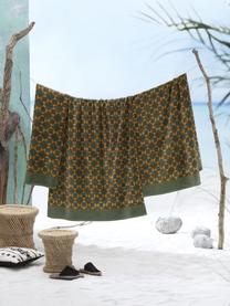 Toalla de playa estampada Havana, Borde: 100% terciopelo jacquard, Verde oscuro, amarillo oscuro, An 100 x L 180 cm