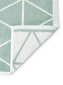 Set 3 asciugamani reversibili con motivo grafico Elina, Verde menta, bianco crema, Set in varie misure
