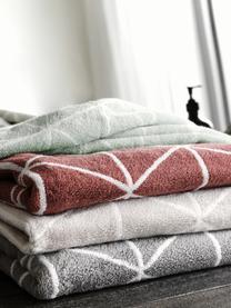 Sada oboustranných ručníků s grafickým vzorem Elina, 3 díly, Mátově zelená, krémově bílá, Sada s různými velikostmi