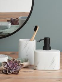 Seifenspender Marble aus Keramik, Behälter: Keramik, Pumpkopf: Kunststoff (ABS), Weiss, Schwarz, B 11 x H 13 cm