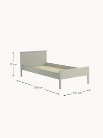 Cama infantil de madera Girona, 90 x 200 cm, Tablero de fibras de densidad media (MDF), madera y madera contrachapada, Verde salvia, An 90 x L 200 cm