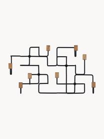 Perchero de pared Underground, Estructura: acero recubierto, Madera de roble, negro, An 59 x Al 33 cm