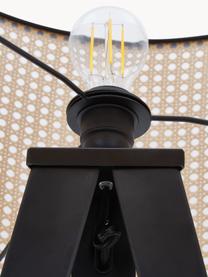 Tripod vloerlamp Vienna van Weens vlechtwerk, Lampenkap: kunststof, Lampvoet: gepoedercoat metaal, Zwart, lichtbruin, H 154cm